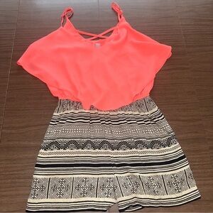 *3 for $15* Alya Romper Junior Small Coral Top Black White Shorts Lightweight